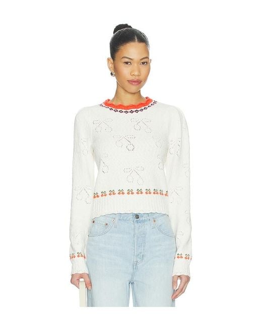 Free People White Tilly Pullover Sweater