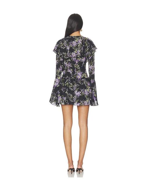 Norma Kamali Black Long Sleeve Deep V Ruffle Mini Dress