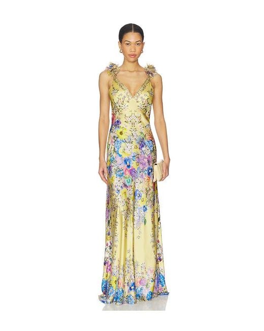 Camilla Metallic Bias Slip Dress With Back Frill