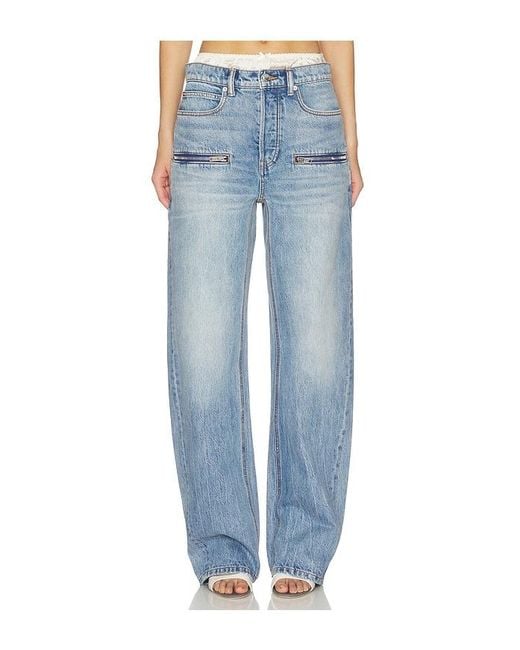 Alexander Wang Blue Silk Prestyle Float Jeans With Horizontal Zips