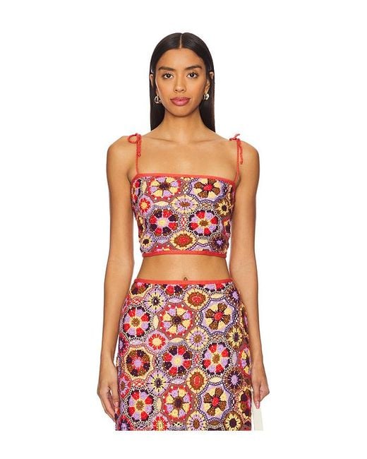 Top Corto Vicky En Color Rojo Ladrillo Talla (También En M, S, Xl) Agua Bendita de color Red