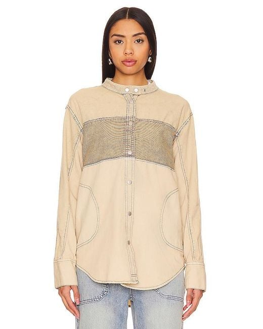 Free People Natural X We The Free Moto Color Block Shirt