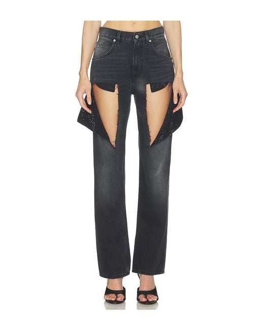 Area Black Hotfix Thigh Slash Jean