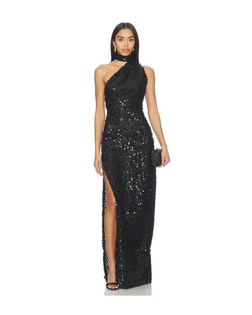 Misha Black The Nicolette Crochet Sequin Dress