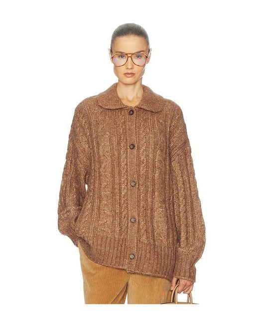 Helsa Brown Jessiah Cable Cardigan