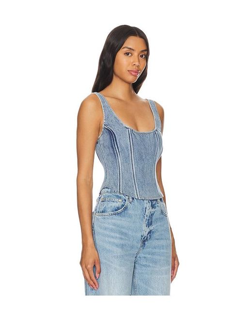 WeWoreWhat Blue Denim Scoop Corset Top