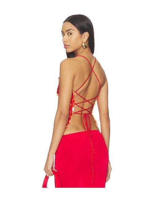 With Harper Lu Red Backless Top