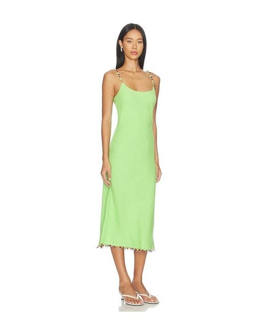 Polo Ralph Lauren Green Linen Scoop Neck Slip Dress