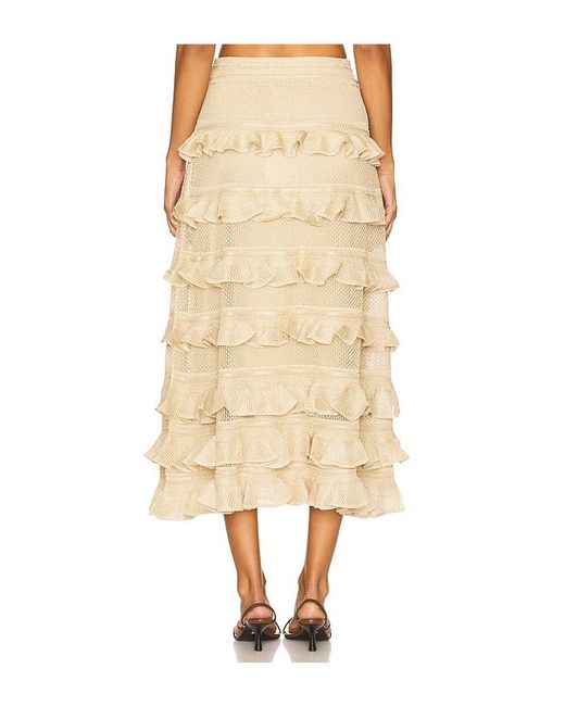 Zimmermann Natural Lace Frill Midi Skirt