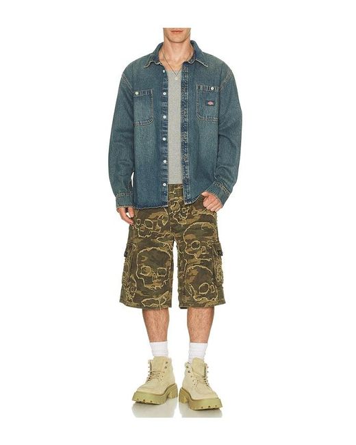 Affliction Green Skull Camo Shorts for men