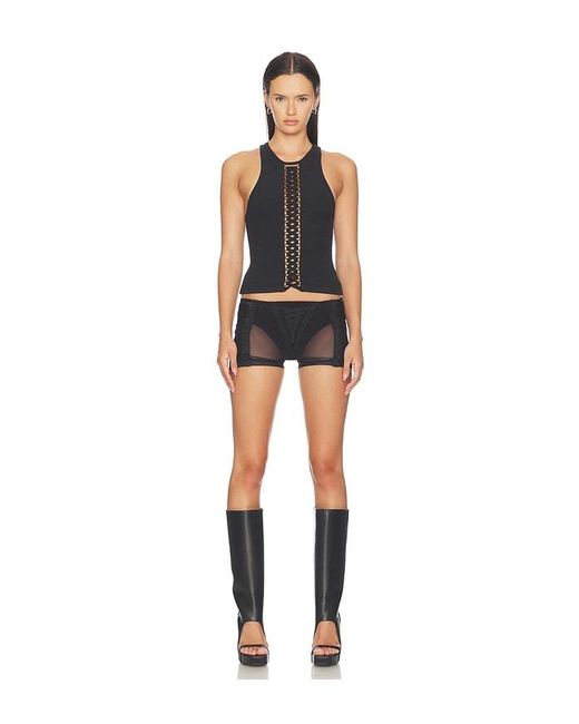 HAELO Black Lace Up Tank Top