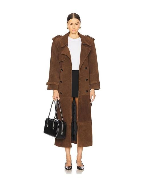 Susanna Chow Brown Madison Suede Trench