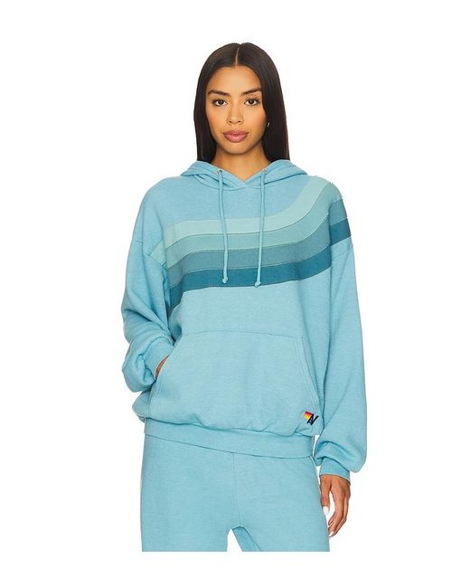 Aviator Nation Blue Wave Stripe 4 Relaxed Pullover Hoodie