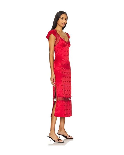 Free People Red Foolish Heart Midi Dress