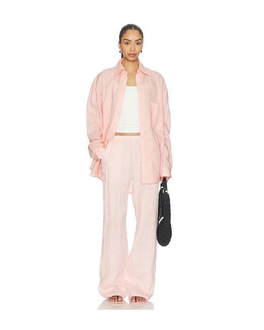 AEXAE Pink Linen Woven Shirt