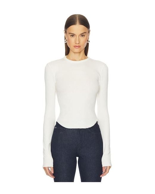 GRLFRND White Scoop Hem Long Sleeve Tee
