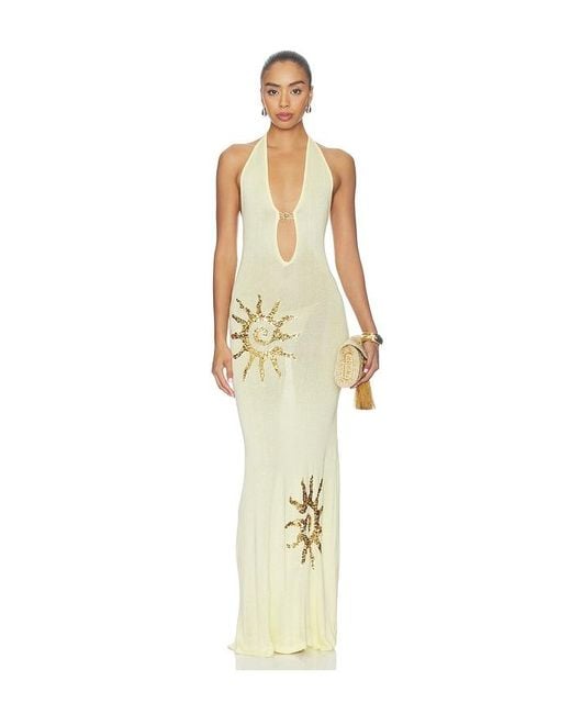 Runaway the Label White Sabrina Halter Knit Maxi Dress