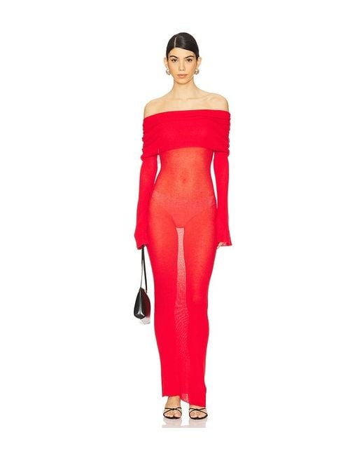 Lovers + Friends Red Peregrine Off The Shoulder Maxi Dress