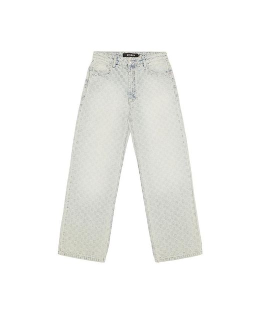 M I S B H V White Monogram Ocean Washed Jeans for men