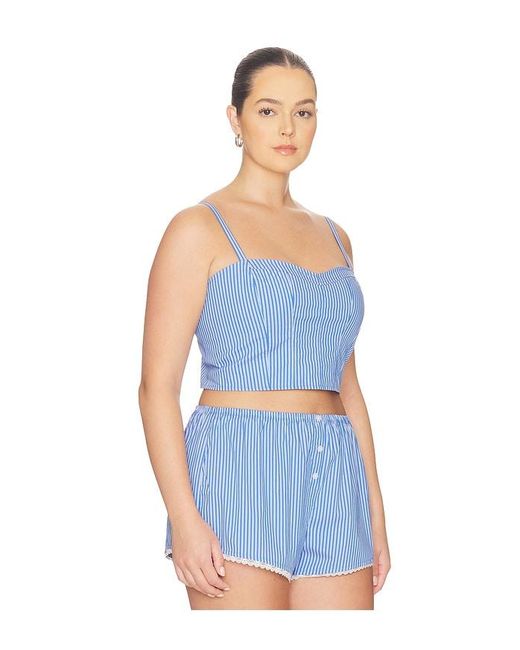 GOOD AMERICAN Blue Poplin Bustier Cami Top