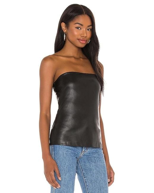Susana Monaco Black Faux Leather Tube Top