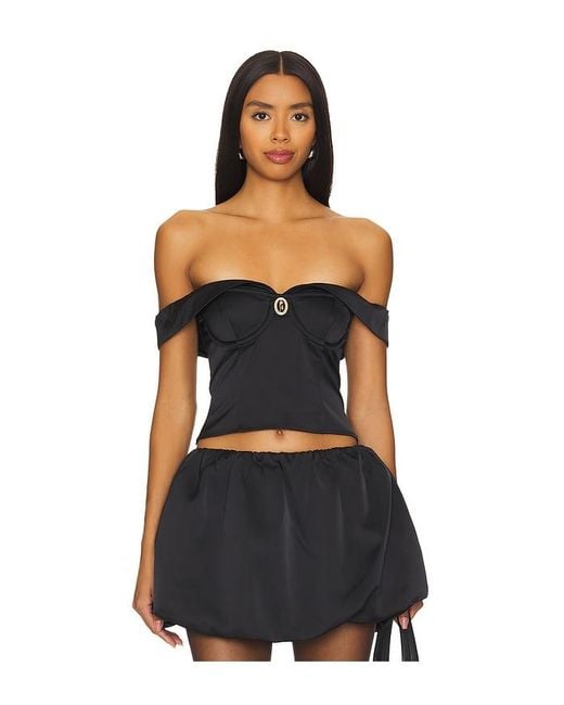 MAJORELLE Black Satin Underwire Camisole Top