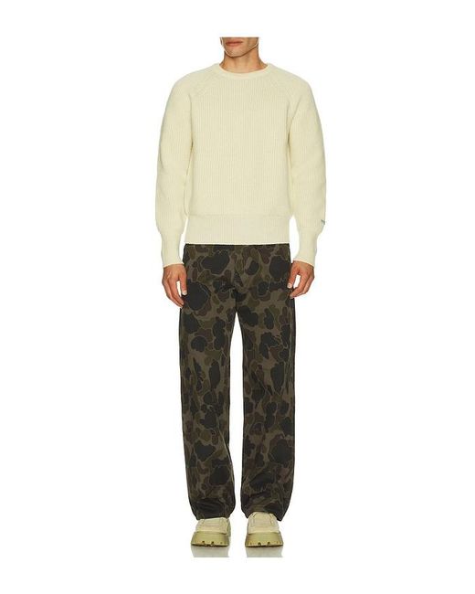 AFTER PRAY Natural Rover Patched Knit Crew Neck Sweater for men