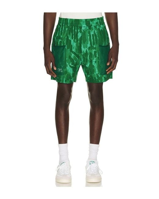 Malbon Green X Golf & Bass Club Mesh Basket Pocket Short for men