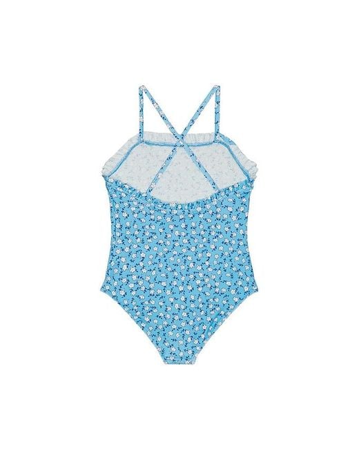 Polo Ralph Lauren Blue One Piece Floral Printed Hipster Swimsuit