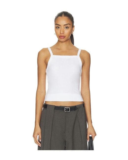 Leset White Nando Square Neck Tank