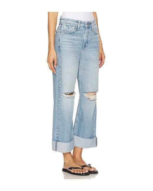 Rag & Bone Blue Logan Mid Rise Wide Leg Jeans
