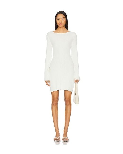 MINKPINK White Isla Boucle Knit Mini Dress