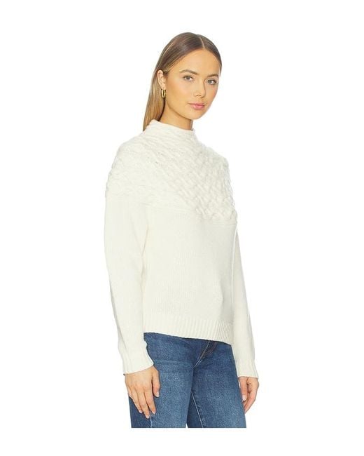 Theory White Cable Yoke Pullover