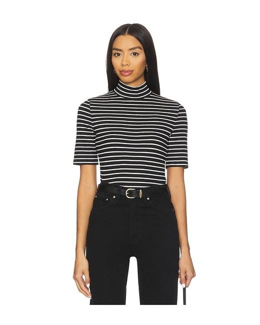 Rag & Bone Black The Knit Stripe Rib Turtleneck Tee