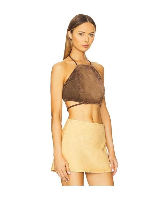 One Teaspoon Natural Backless Denim Top