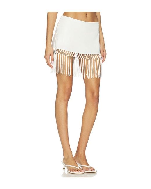 geel White X Revolve Aria Tassel Skirt