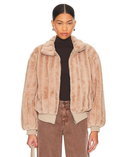 Line & Dot Brown Lux Faux Fur Jacket