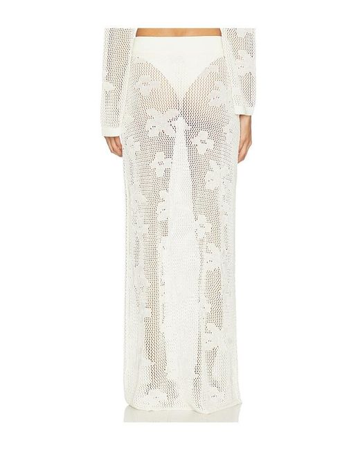 SNDY'S White Terra Maxi Skirt