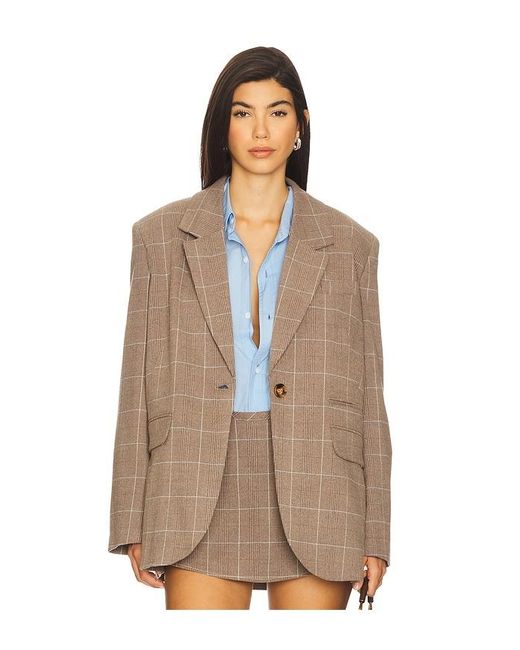 Free People Brown Paper Cut Blazer Pinstripe