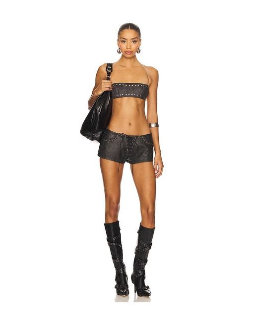 Jaded London Black Vaca Whipstitch Short