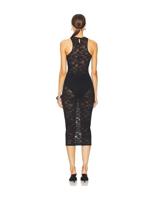 Fleur du Mal Black Le Stretch Lace Racer Tank Dress