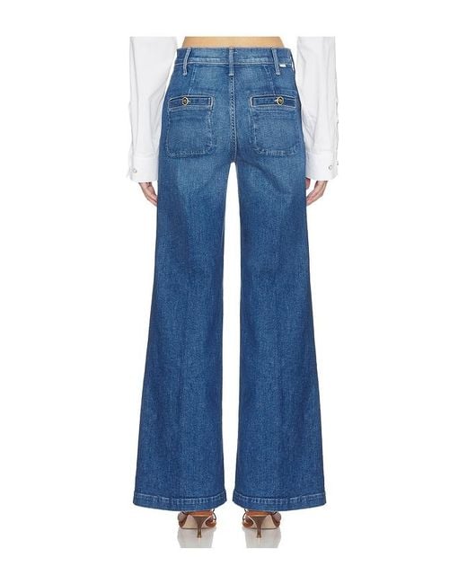 Mother Blue The Stashed Hustler Roller Sneak Jeans
