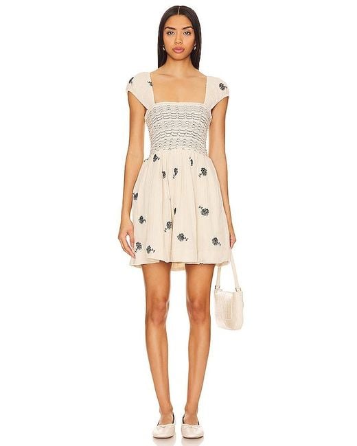 Free People Natural Tory Embroidered Mini Dress