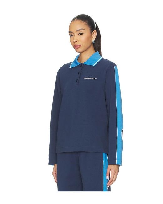 Casablanca Blue Punto Polo Collared Sweatshirt
