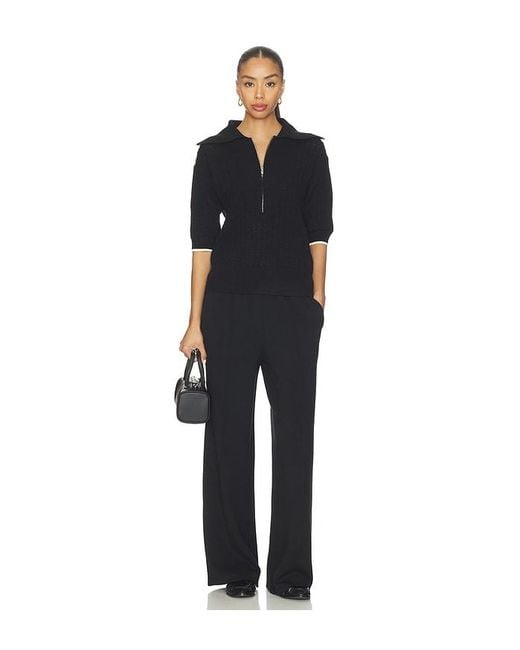 Varley Black Arney Half Zip Knit Polo Top