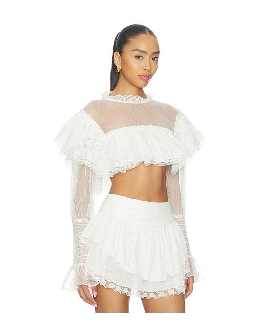 For Love & Lemons White Beckett Crop Top