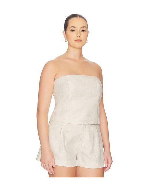 GOOD AMERICAN White Linen Strapless Top