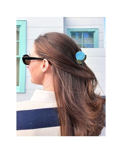 Solar Eclipse Blue Hand-Painted Hydrangea Claw Hair Clip
