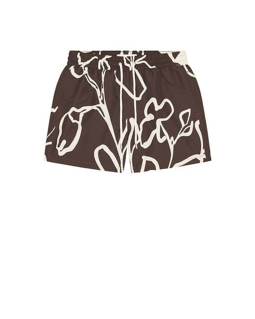 Frescobol Carioca Black Rio Flor Print Swim Shorts for men