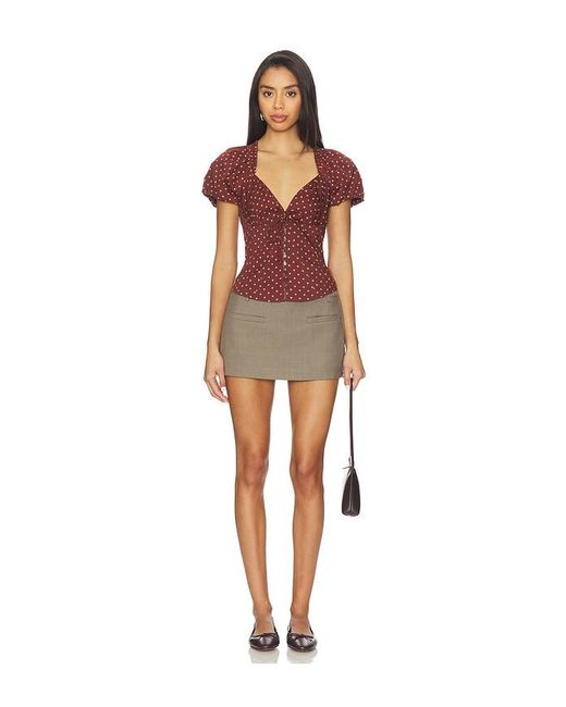 Free People Brown Summer Printed Blouse